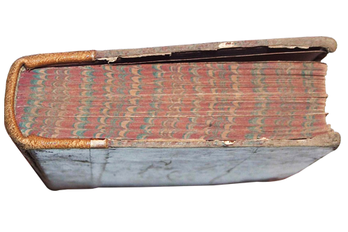 Стара книга с твърди корици и мраморна рисунка -порезка