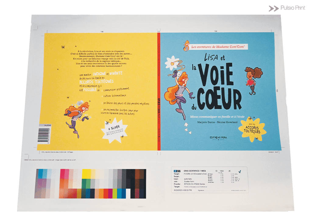 Кромалини на пълноцветна корица на книга с цветна регистрация